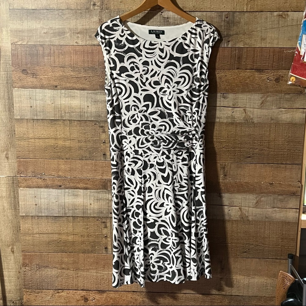 Lauren Ralph Lauren Faux Wrap Dress Gray Womans 12